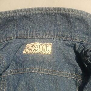 BABY GIRL FALL UPCYCLED AC/DC GRAPHIC ON DENIM JACKET